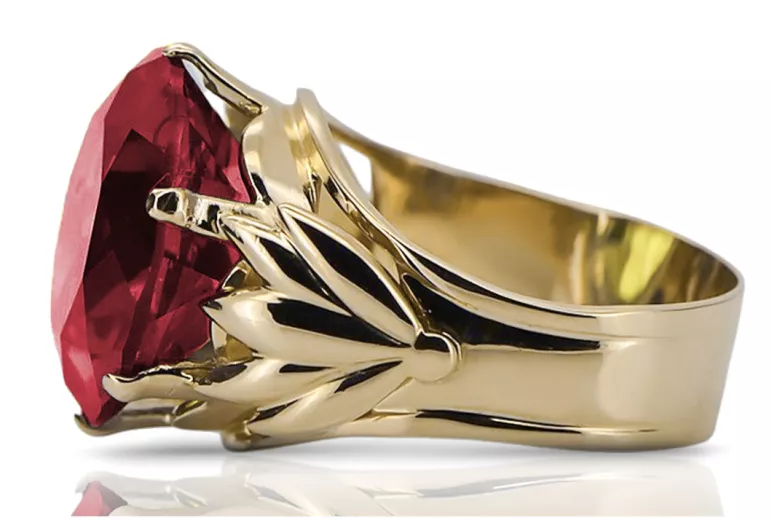Ruby 8K Gelbgold Ring Vintage Stil vrc029x-rb Art Deco Sowjetischer russischer UdSSR Stil